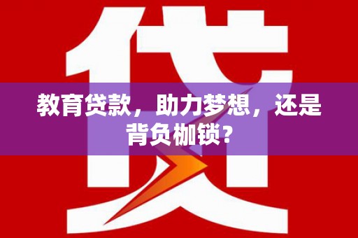 梁园教育贷款，助力梦想，还是背负枷锁？