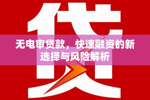 梁园无电审贷款，快速融资的新选择与风险解析