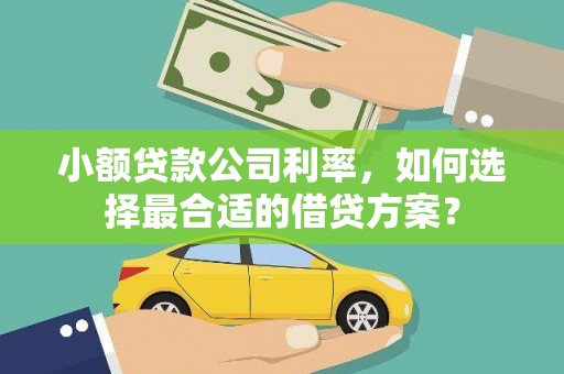 梁园小额贷款公司利率，如何选择最合适的借贷方案？
